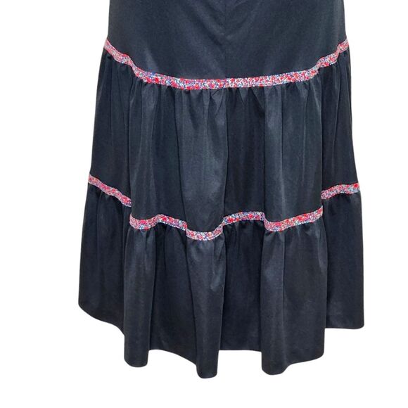 Jody T California Vintage 70s Prairie Midi Dress Black Red Tiered Skirt Small - Picture 6 of 12